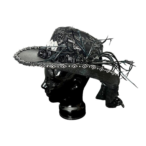 Resistol Jason Aldean Black Embellished Cowboy Hat Rhinestone Feather Rockabilly main image 12